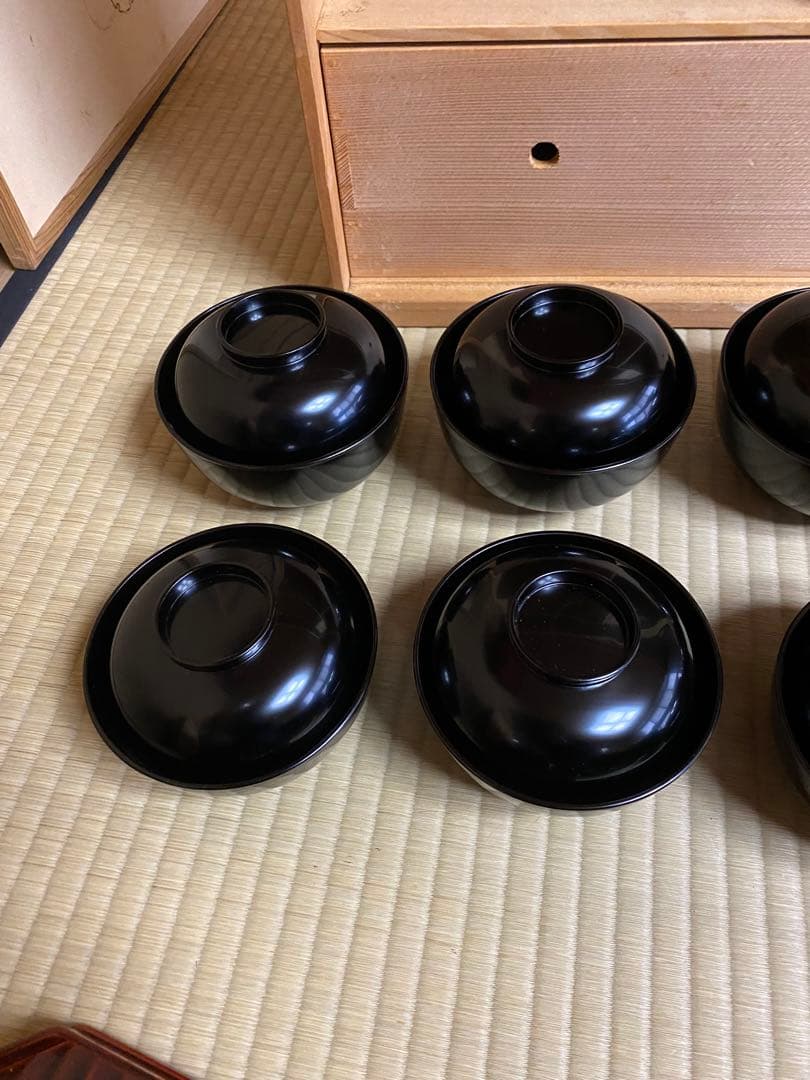 輪島塗り　谷川真斎　真塗り懐石道具　茶道具