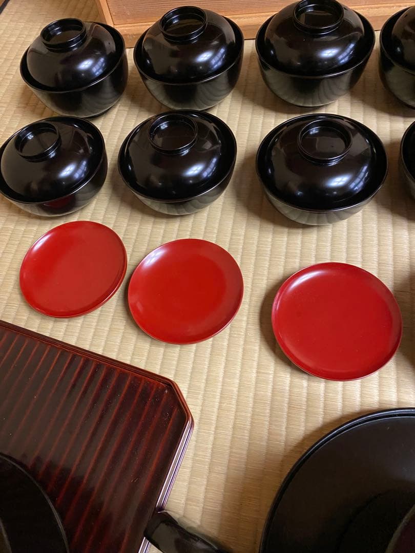 輪島塗り　谷川真斎　真塗り懐石道具　茶道具