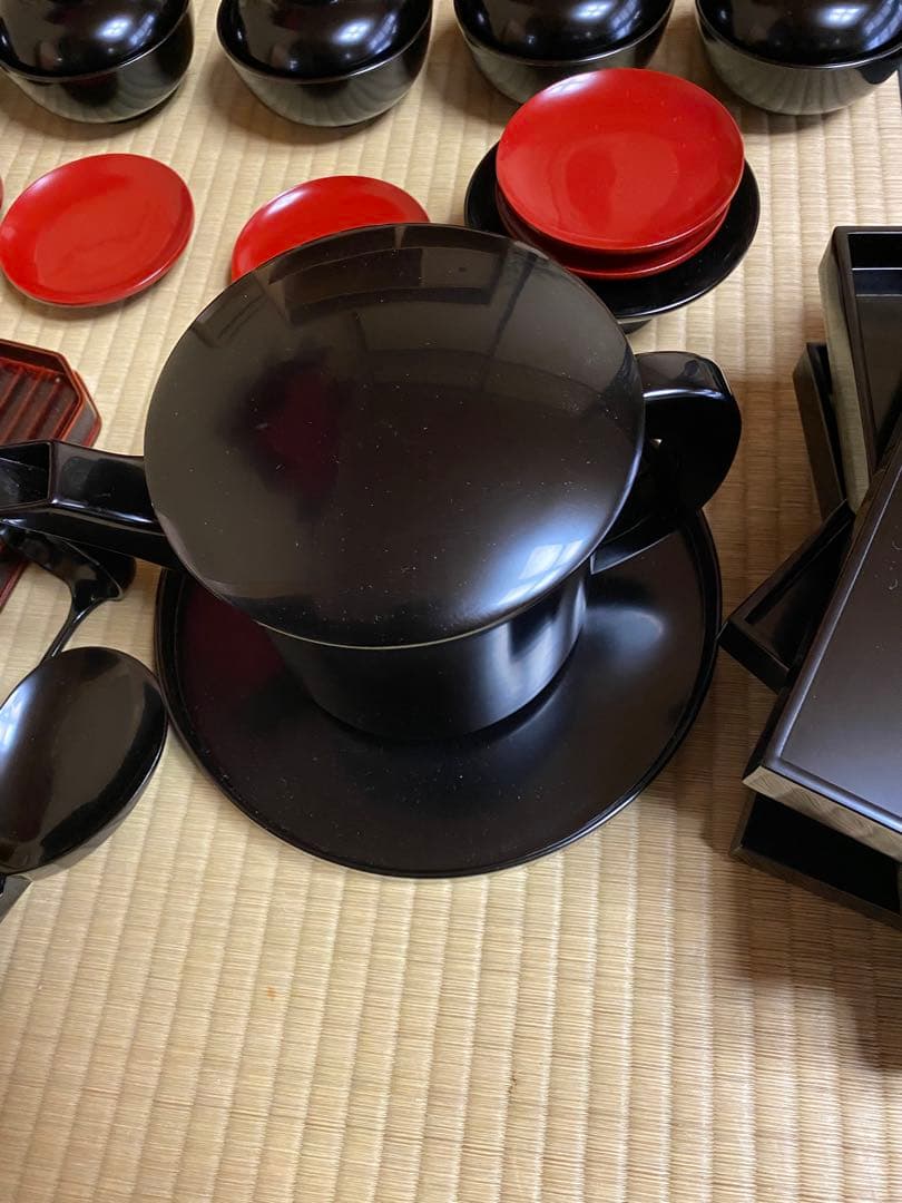 輪島塗り　谷川真斎　真塗り懐石道具　茶道具