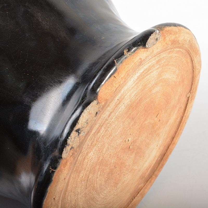 中国　磁州窯黒釉　花文瓶　V　R6028