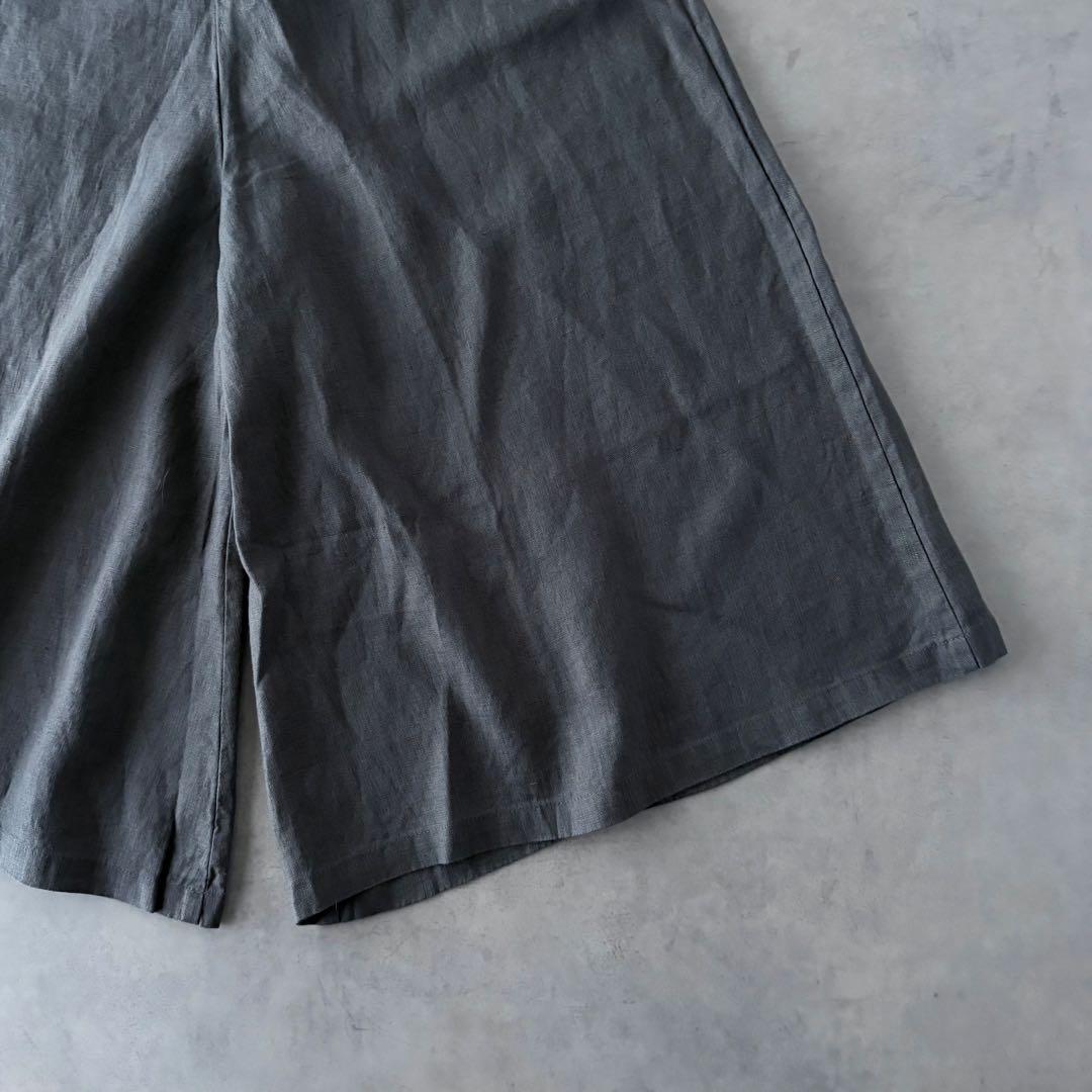 新品　フォグリネンワーク　麻100%　ガウチョパンツ　ワイド　ひざ下丈