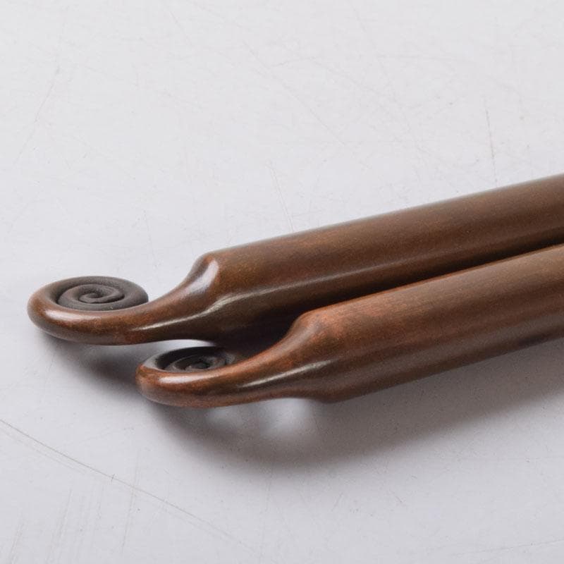 茶道具　御釜師　山口浄雄作　銅製　円能斎好　渦頭火箸　共箱　V　8572