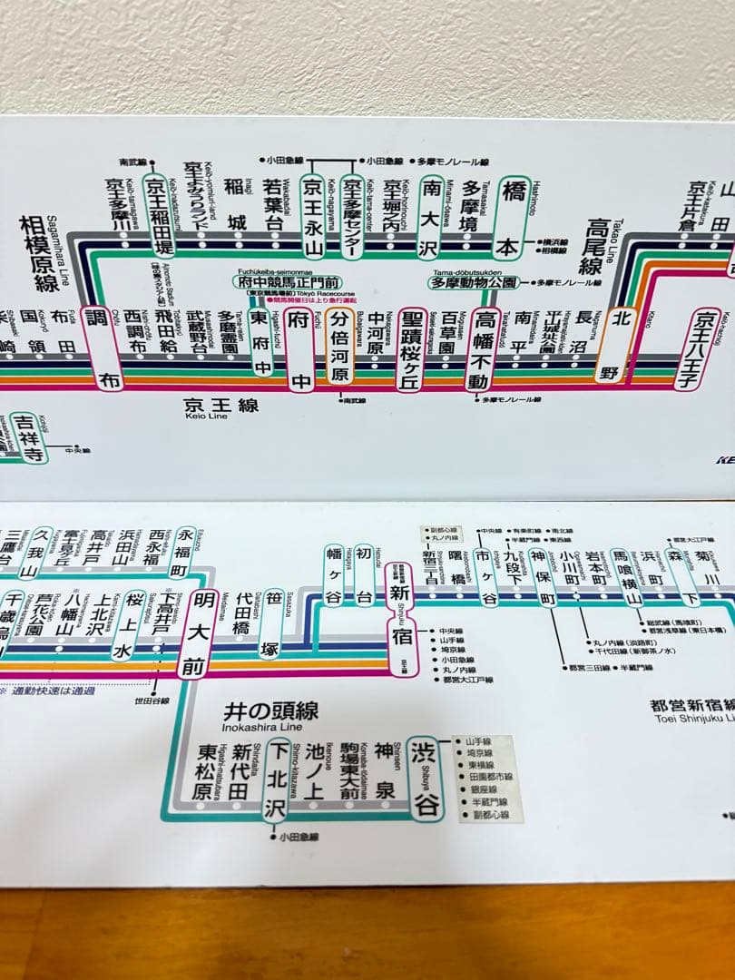 【'01-'13年ダイヤ】京王電鉄 アクリル路線図 海側山側セット 鉄道廃品