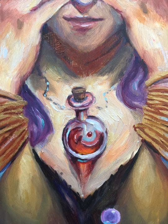 『占い師』イーゼルおまけ油絵 オリジナル 原画 手描きイラスト