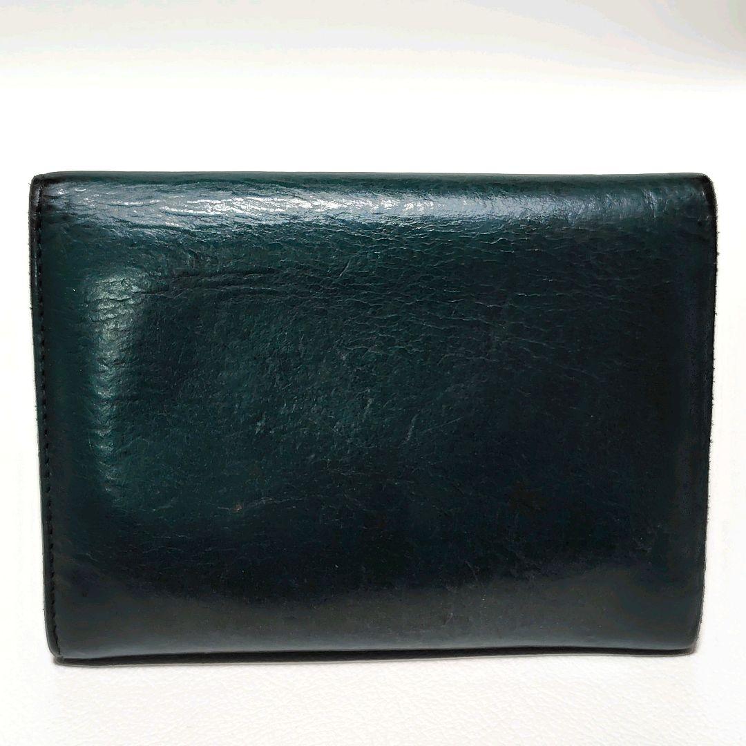 人気モデル✨　イルビゾンテ　折り財布　グリーン　レザー　金ボタン　ロゴ型押し