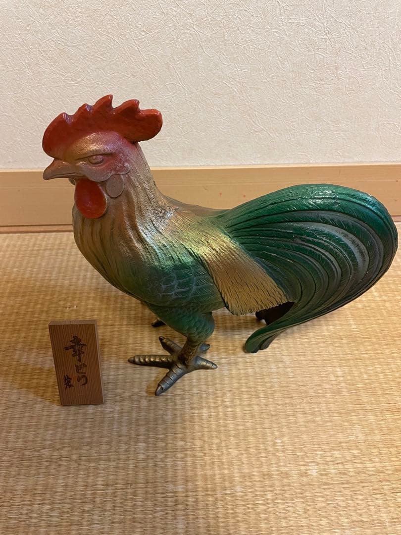 【高級】鉄製　ニワトリ　招福　干支　置物　オブジェ　金属工芸