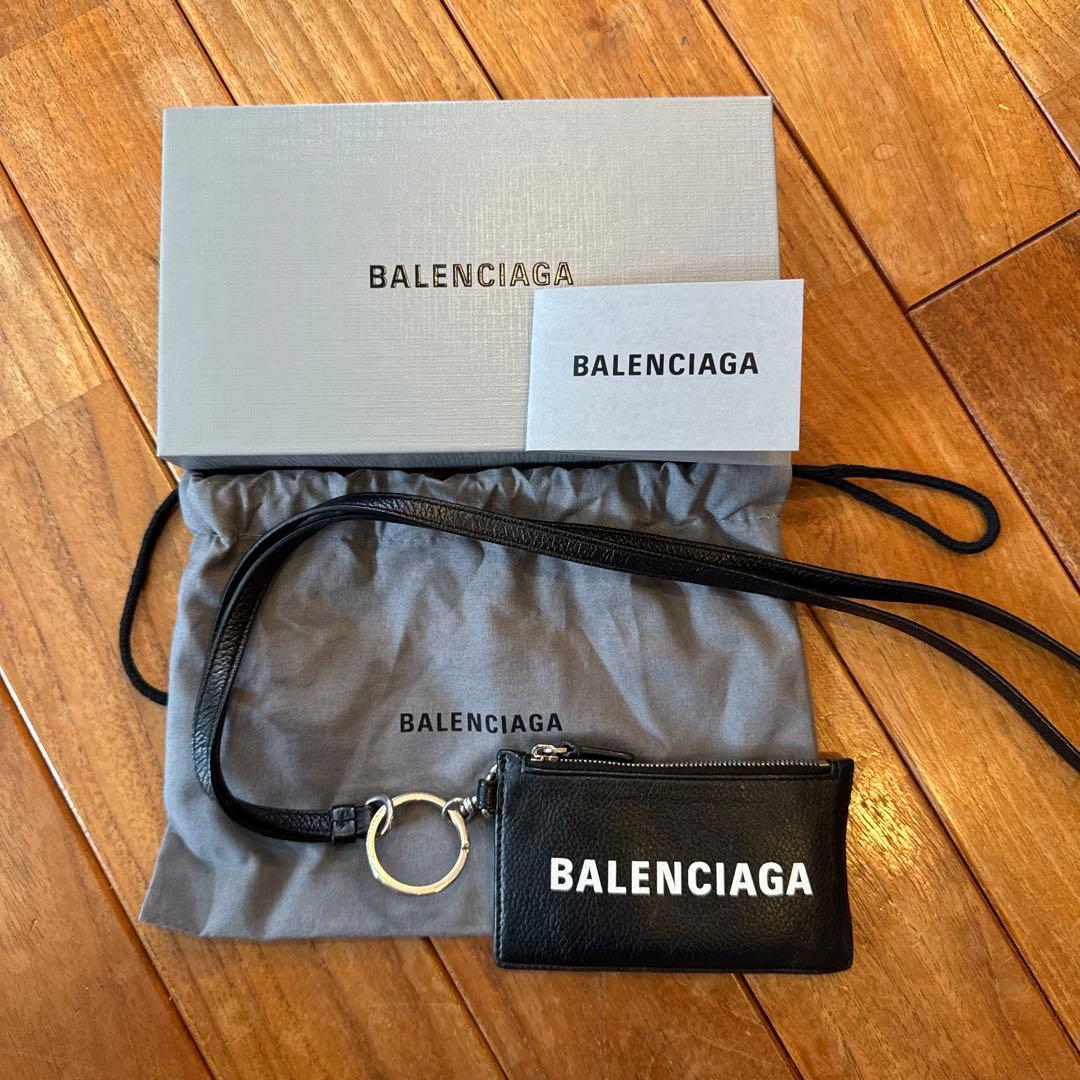 バレンシアガ　カードケース付きキーリング　ケース　ブラック