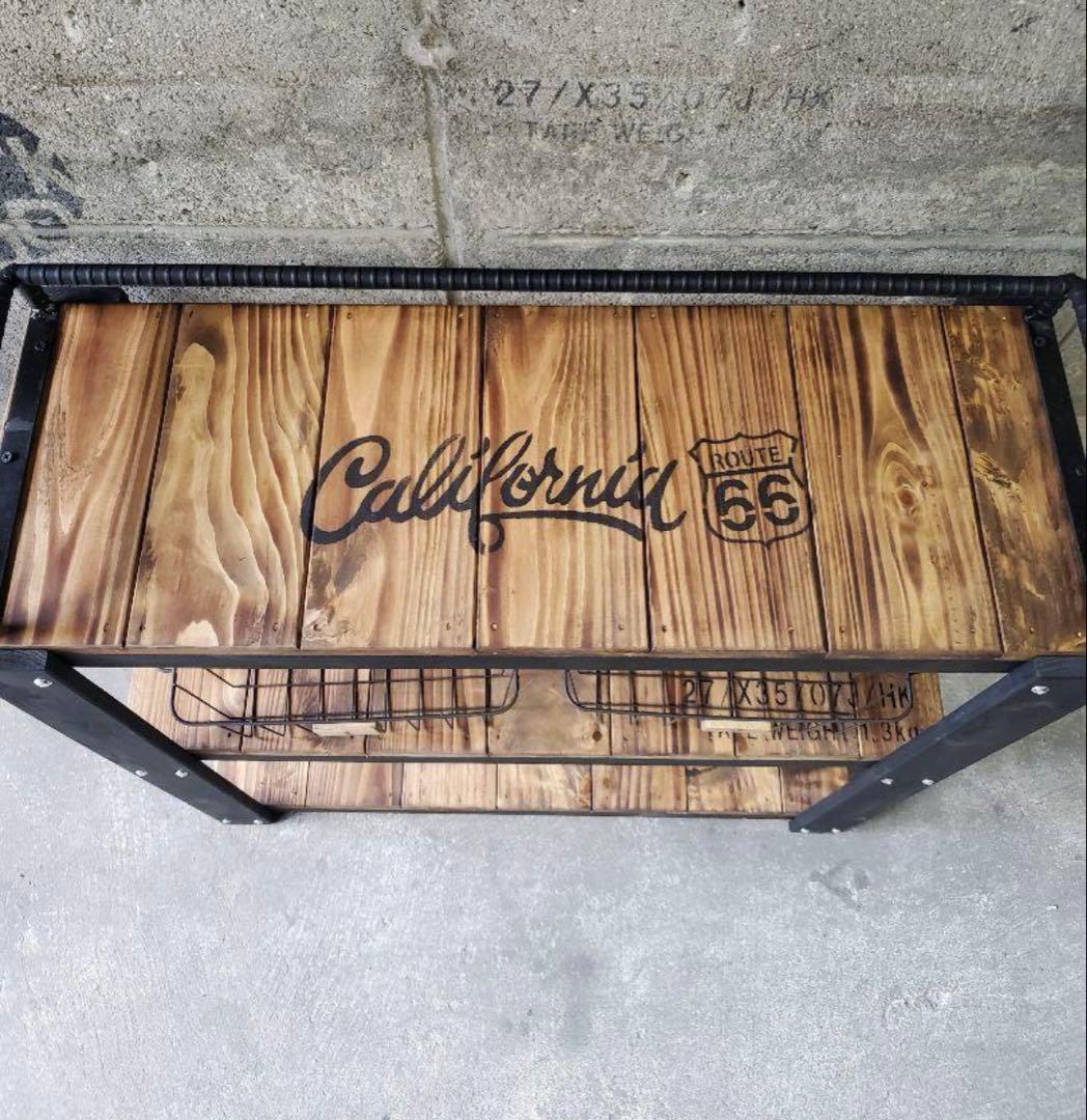 鉄筋バーラック　木製ラック　棚 収納　男前インテリア　インダストリアル 0115