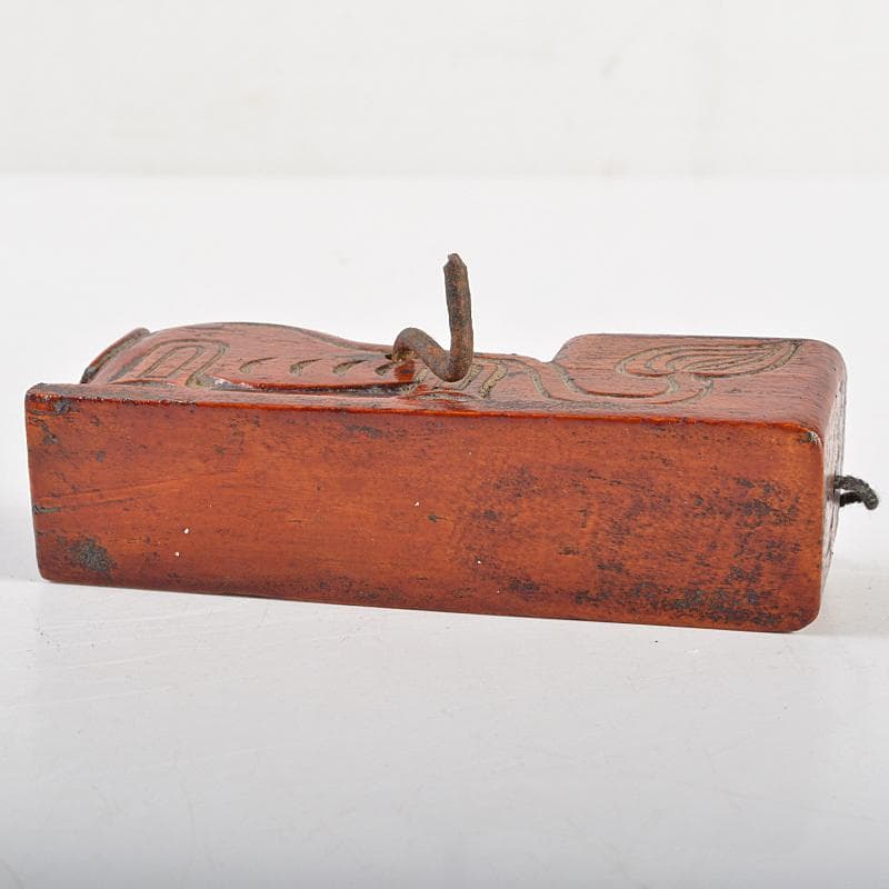 朝鮮美術　李朝　木彫　神獣刻　墨壷　V　R7245