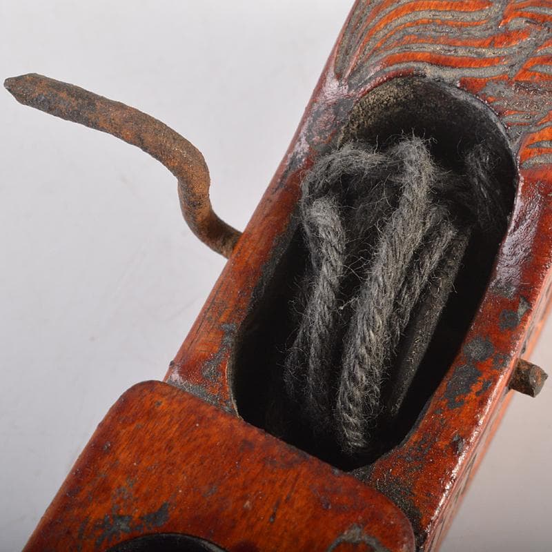 朝鮮美術　李朝　木彫　神獣刻　墨壷　V　R7245