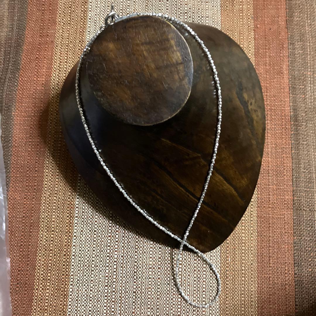 カレンシルバー　ソリッドビーズ　ランダムカット　ロングネックレス　60cm