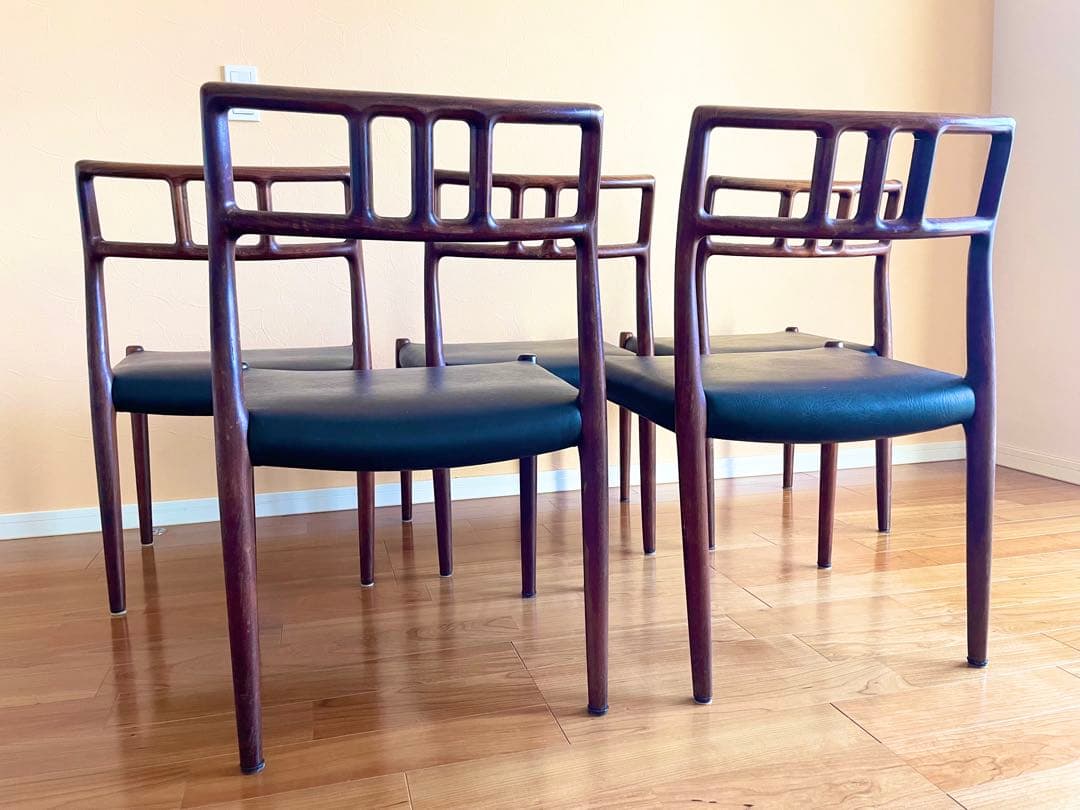 ダイニングチェア4脚デンマークニールス・モラー チーク材 椅子　大塚家具リペア②