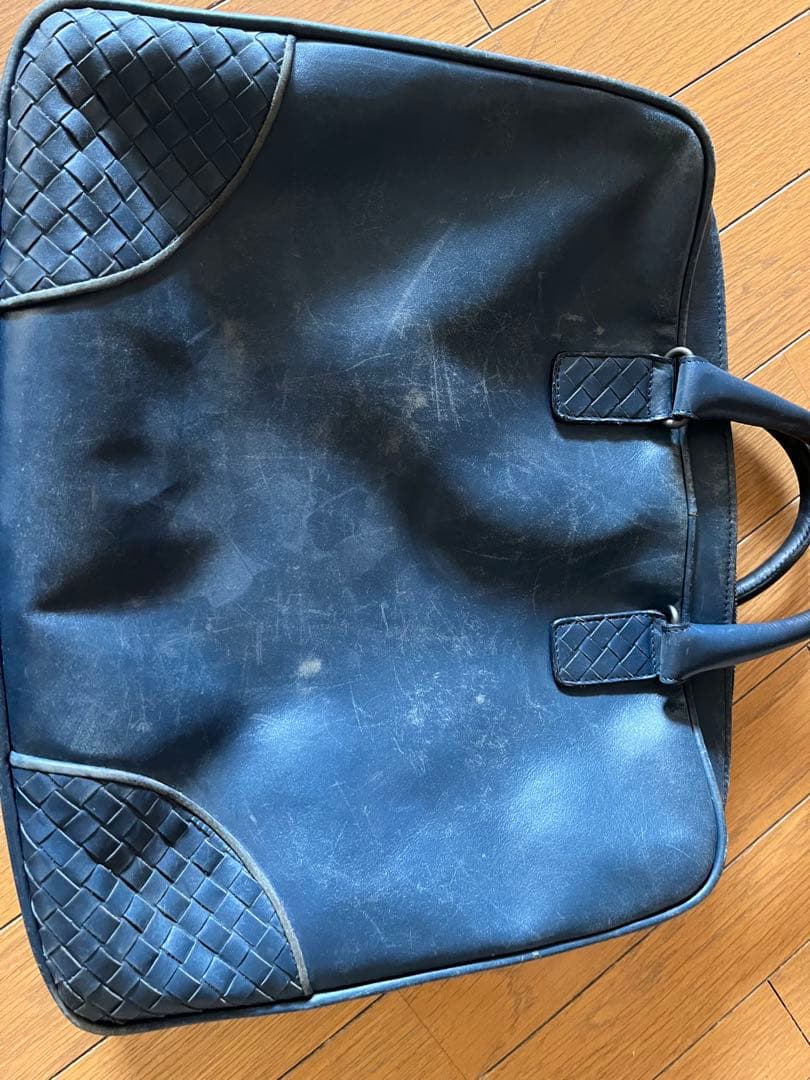 年内最終　値下げ。レザー ビジネスバッグ ブルー　ボッデガヴェネタ