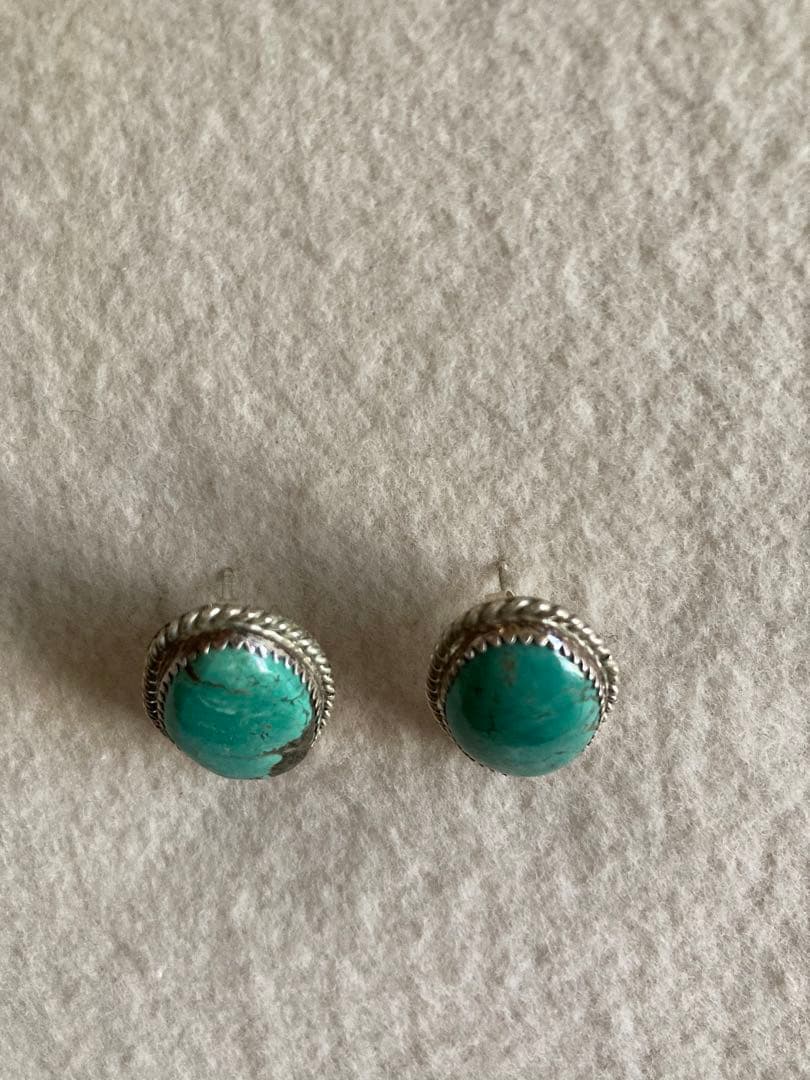 再値下 グリーン キングマン ターコイズ ピアス ナバホ インディアンジュエリー