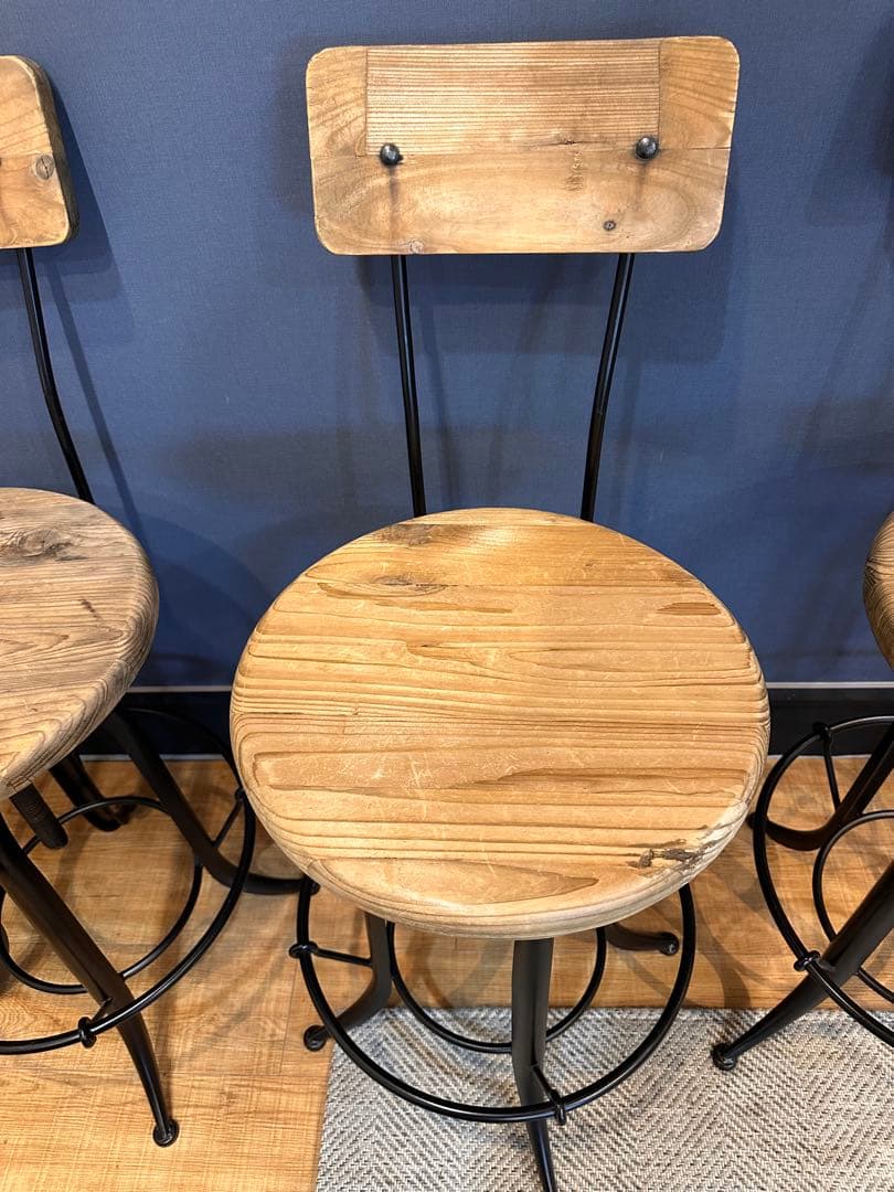 インダストリアルスタイル バースツール 4脚セット　カウンターチェアー