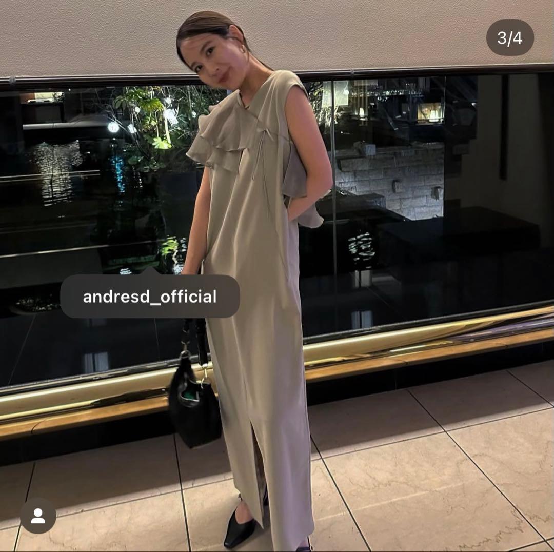 ANDRESD グロッシーマルチラッフルドレス