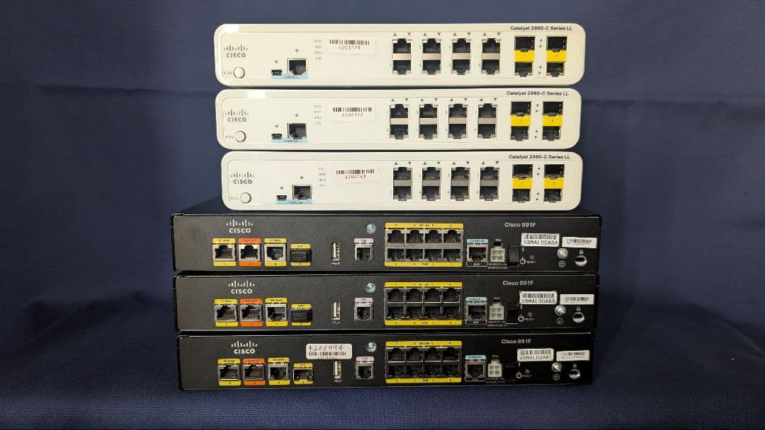 【CCNA、CCNP】CISCO C891F、C2960　静音タイプ　6台セット