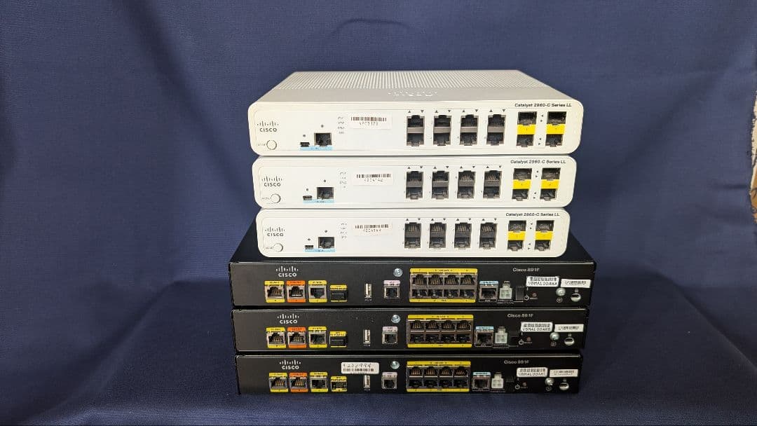 【CCNA、CCNP】CISCO C891F、C2960　静音タイプ　6台セット