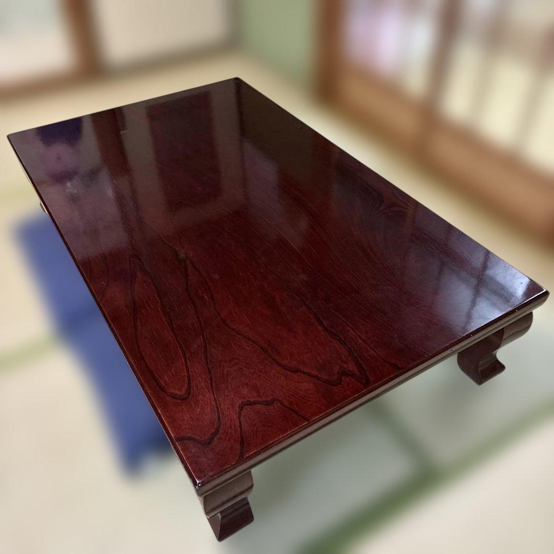 木製ダークブラウン長方形座卓