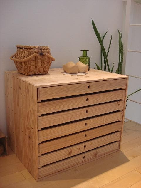 ★送料無料★サイズ変更可能A2丸穴7段引き出し/無垢材木製書類ケースオーダー可能