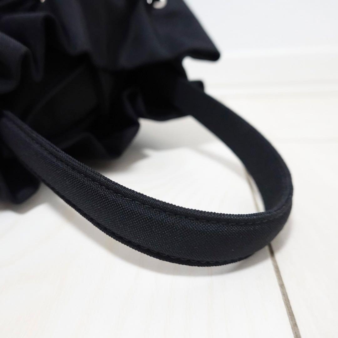 バレンシアガ　ウィール ドローストリングバケット　ハンドバッグ　ナイロン　黒　S