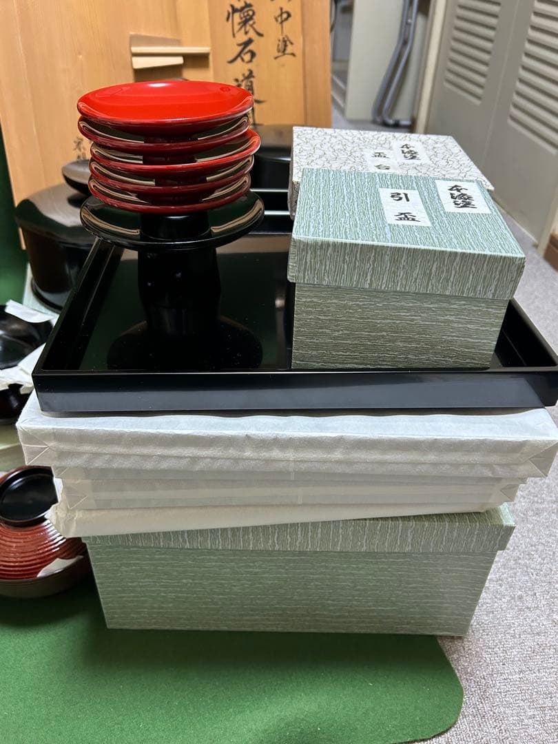 山中塗　懐石道具　一揃　塗師　宗明　未使用、美品
