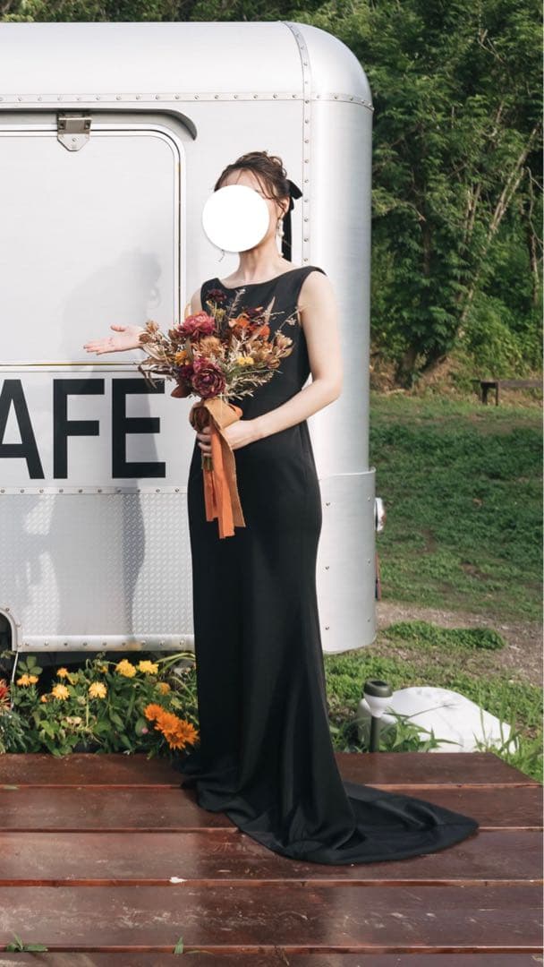 ⭐︎とうふ⭐︎ブラックドレス ウエディング 前撮り フレアドレス 二次会