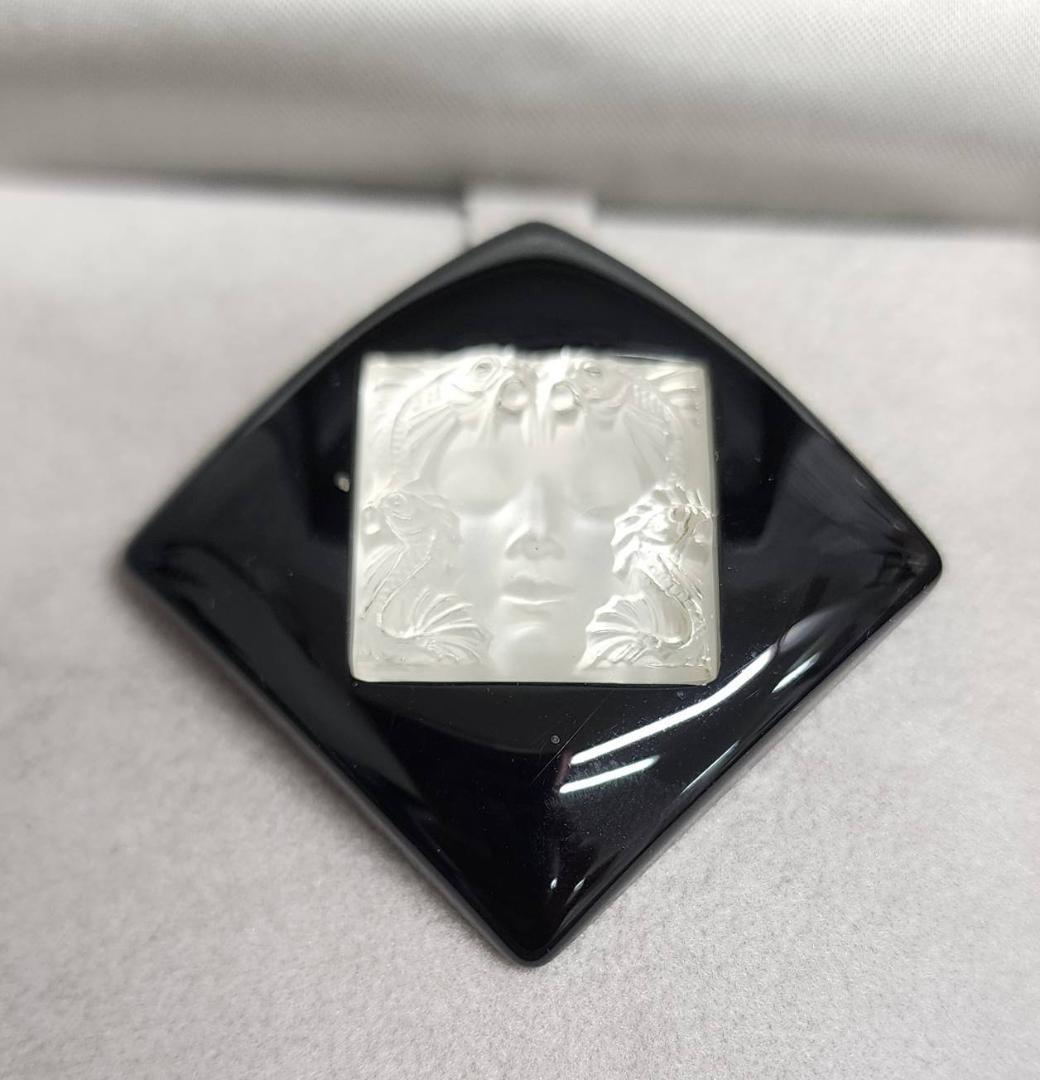 LALIQUE ラリック マスク ド ファム ブローチ アールデコ 四角 箱付き