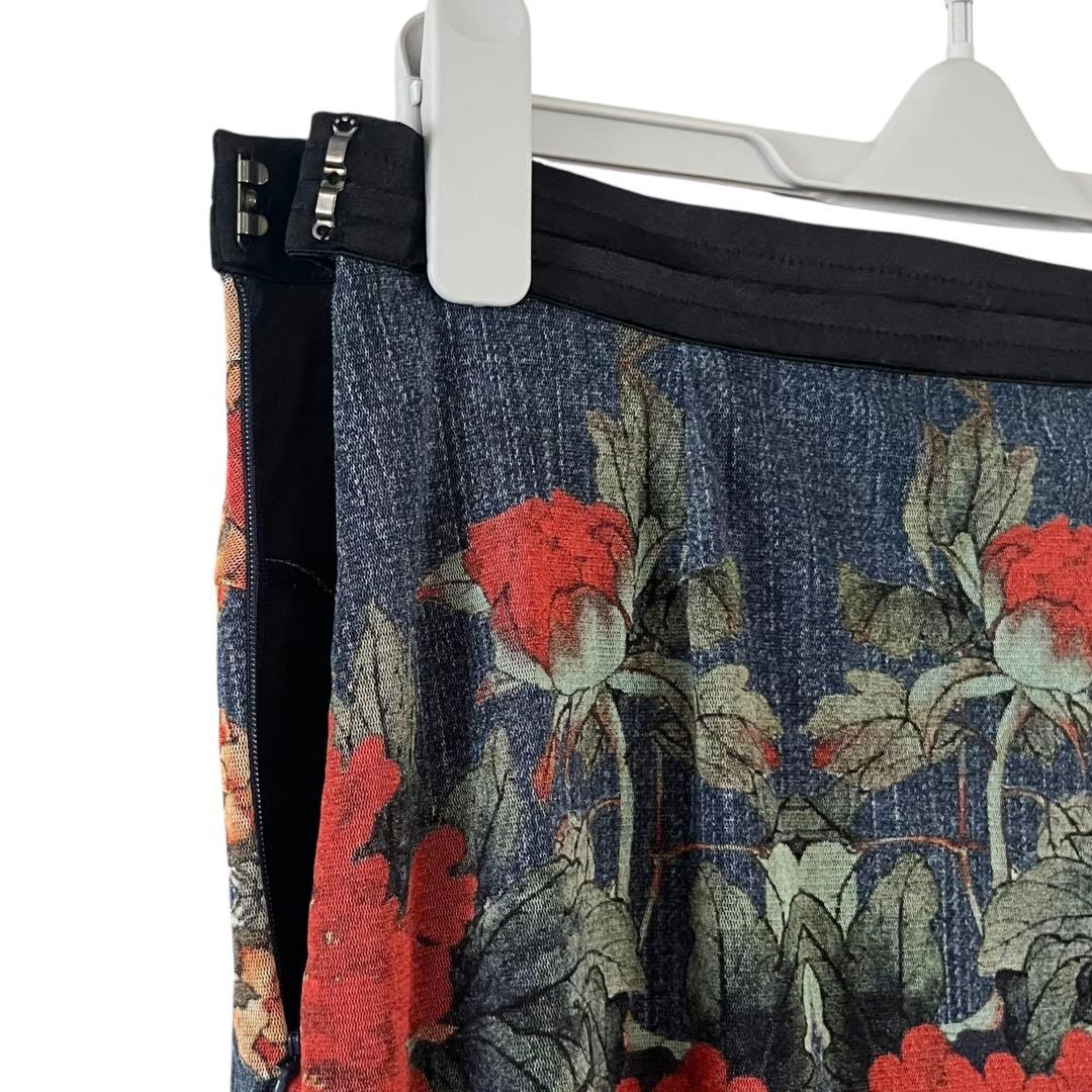 00s VIVIENNE TAM 花柄 パワーネット スカート 朱 モード コア