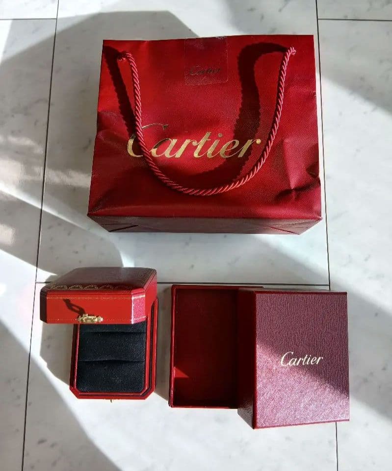 【美品】空箱 Cartier ペアリングケース 指輪入れ 外箱 ショッパー付き
