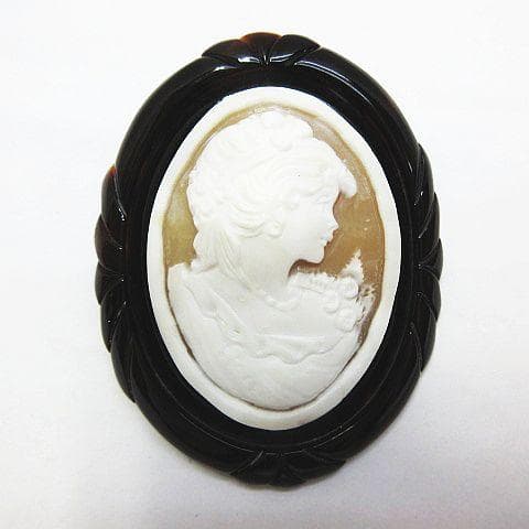 ヴィンテージ K18 べっ甲 カメオ ブローチ ペンダントトップ アクセサリー