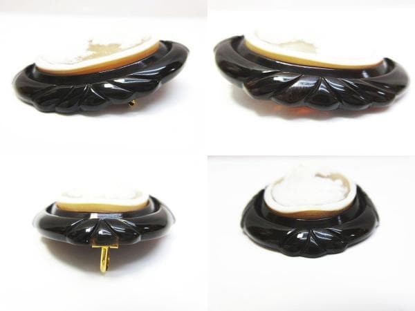 ヴィンテージ K18 べっ甲 カメオ ブローチ ペンダントトップ アクセサリー
