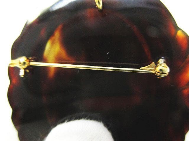 ヴィンテージ K18 べっ甲 カメオ ブローチ ペンダントトップ アクセサリー