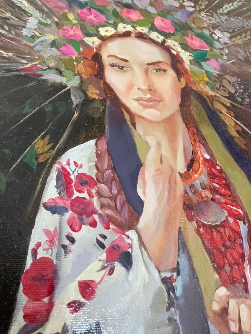 民族衣装を着た女性。油絵。支援のため、この絵を販売する。