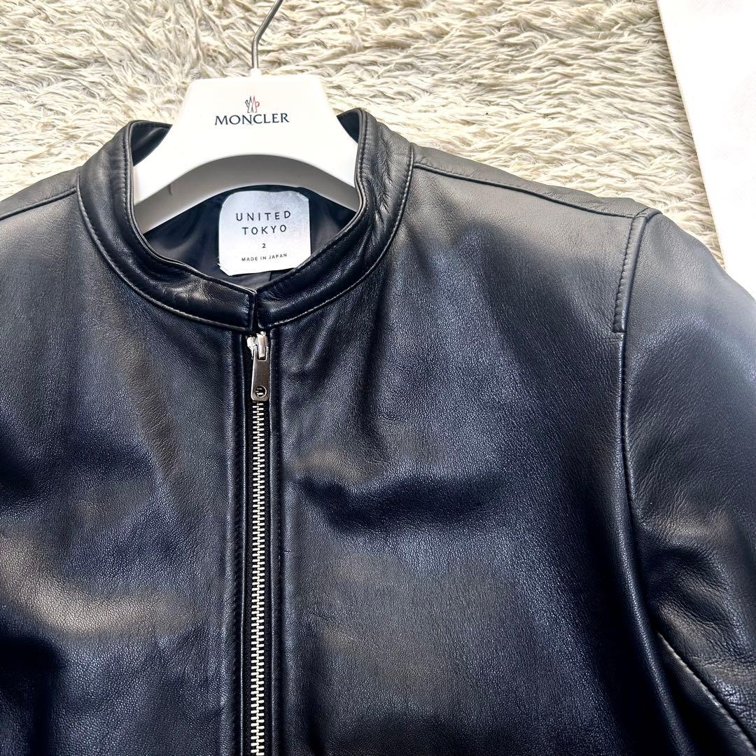 美品✨ユナイテッドトーキョー 革 ラム 羊 レザージャケット ライダース 黒 2