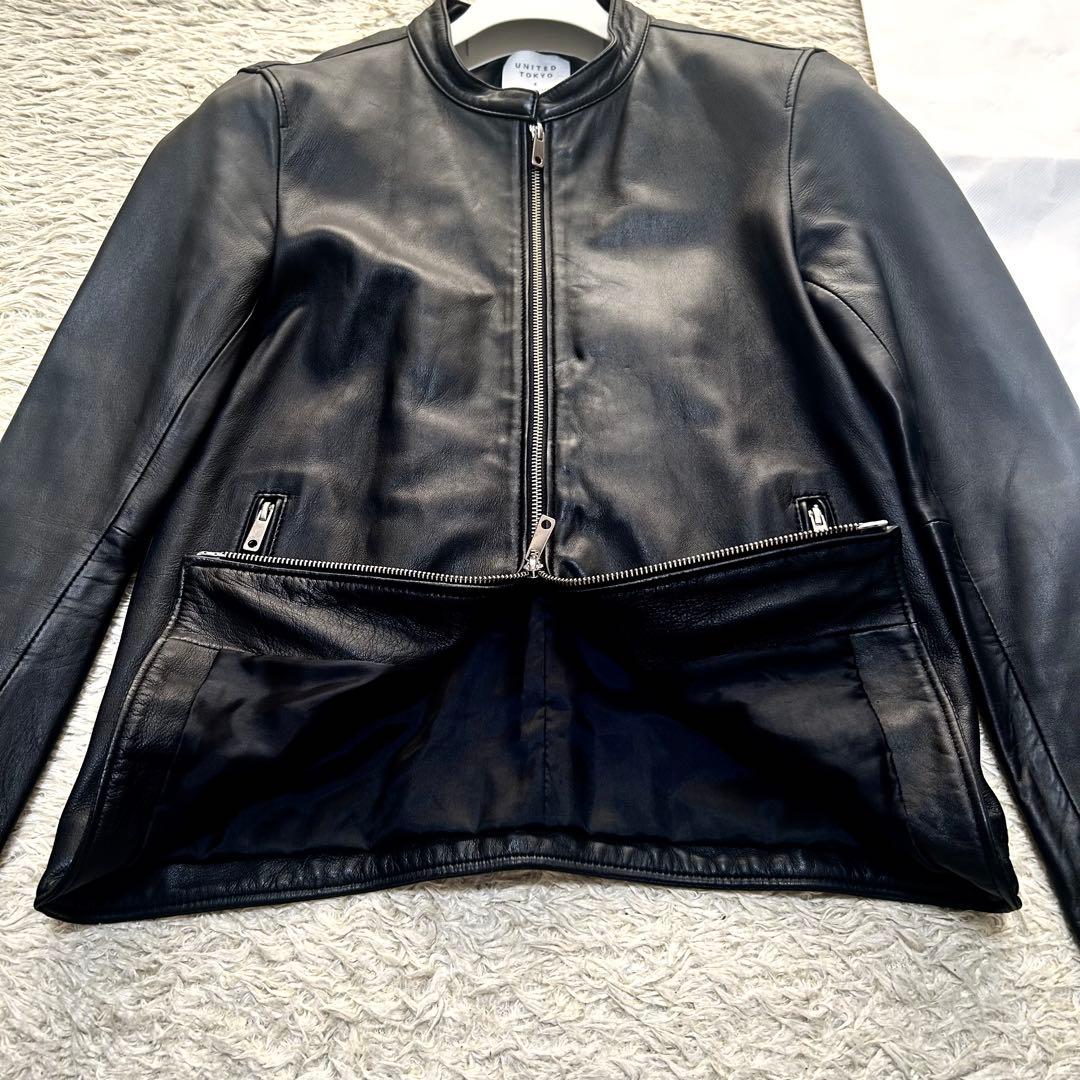 美品✨ユナイテッドトーキョー 革 ラム 羊 レザージャケット ライダース 黒 2