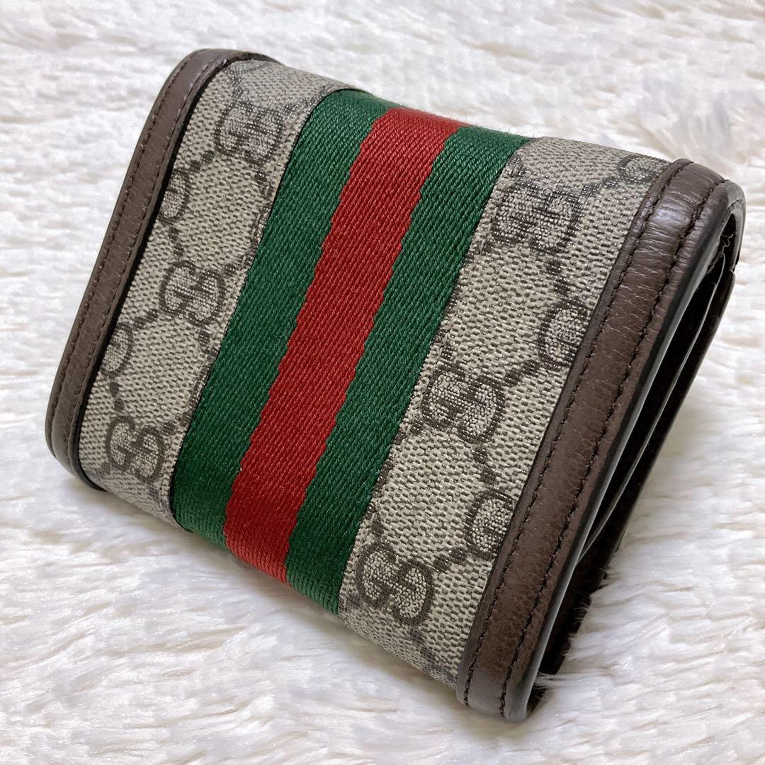 ♡美品♡グッチ オフィディア 二つ折り財布 GGマーモント シェリーライン ロゴ