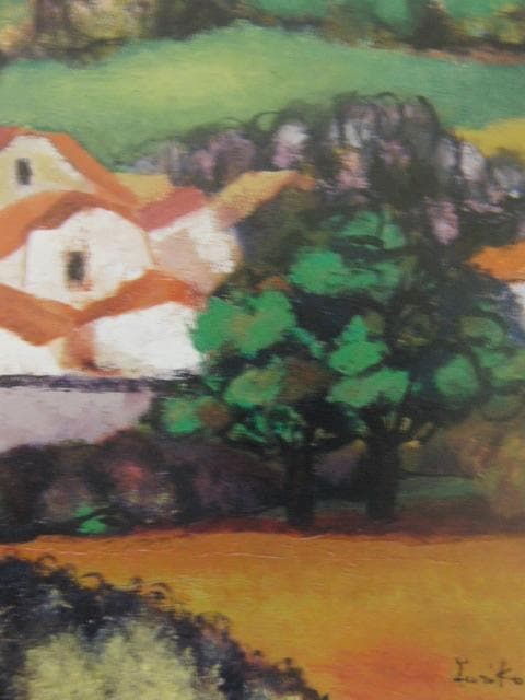 首藤百合子、【赤い屋根のある風景】、希少な額装用画集より、新品額装付、状態良好