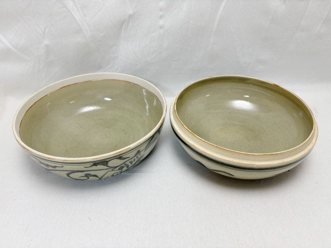 未使用 茶道具 清虚窯 平山秀 山女魚紋 喰籠 菓子鉢 茶道 陶印 共布 共箱