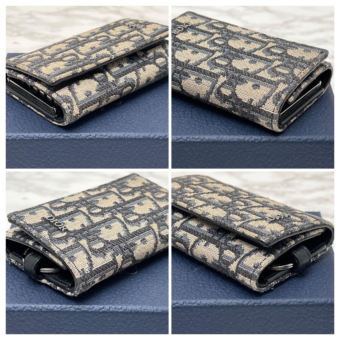 ディオール キーケース オブリーク ジャカード 現行品 ベージュ/ブラック