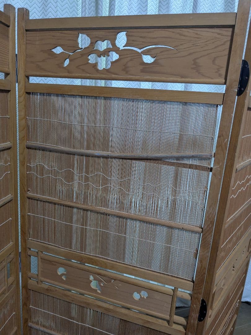 透かし彫り 簾屏風 パーテーション 衝立 間仕切り 昭和レトロ 古民家