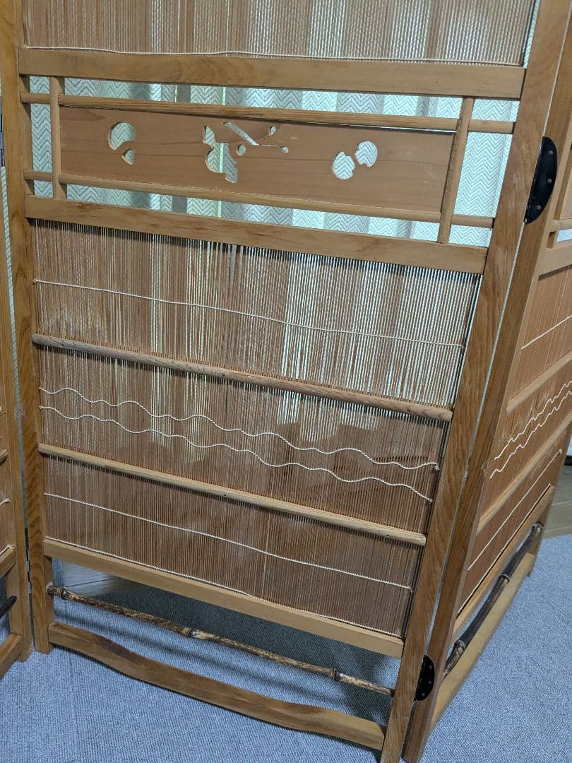 透かし彫り 簾屏風 パーテーション 衝立 間仕切り 昭和レトロ 古民家