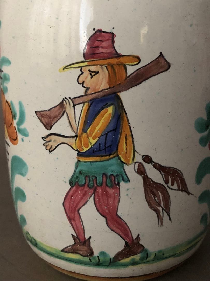 イタリア陶器　デルータ焼　花瓶　Deruta