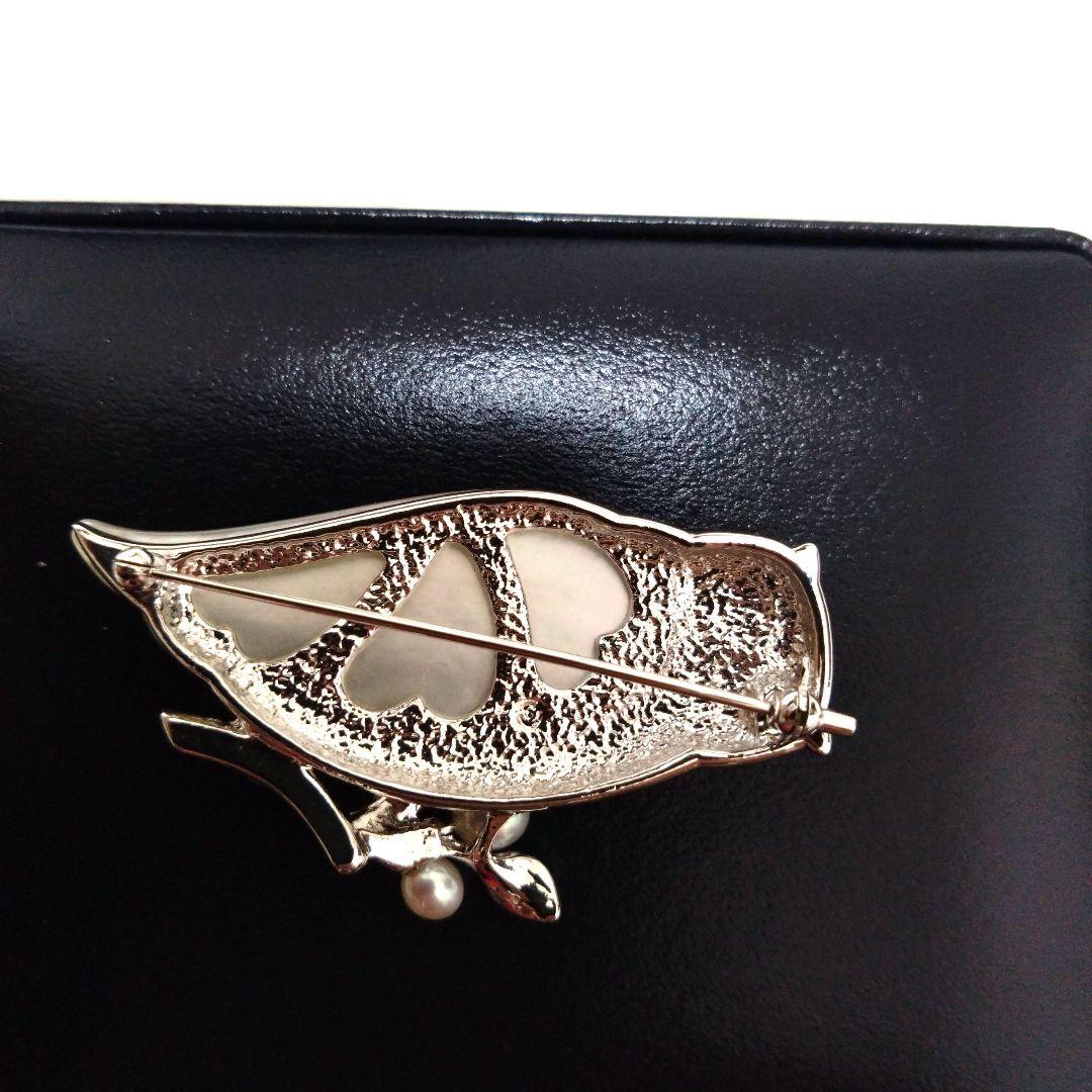 希少　田崎真珠　フクロウ　パール　シェル　ブローチ