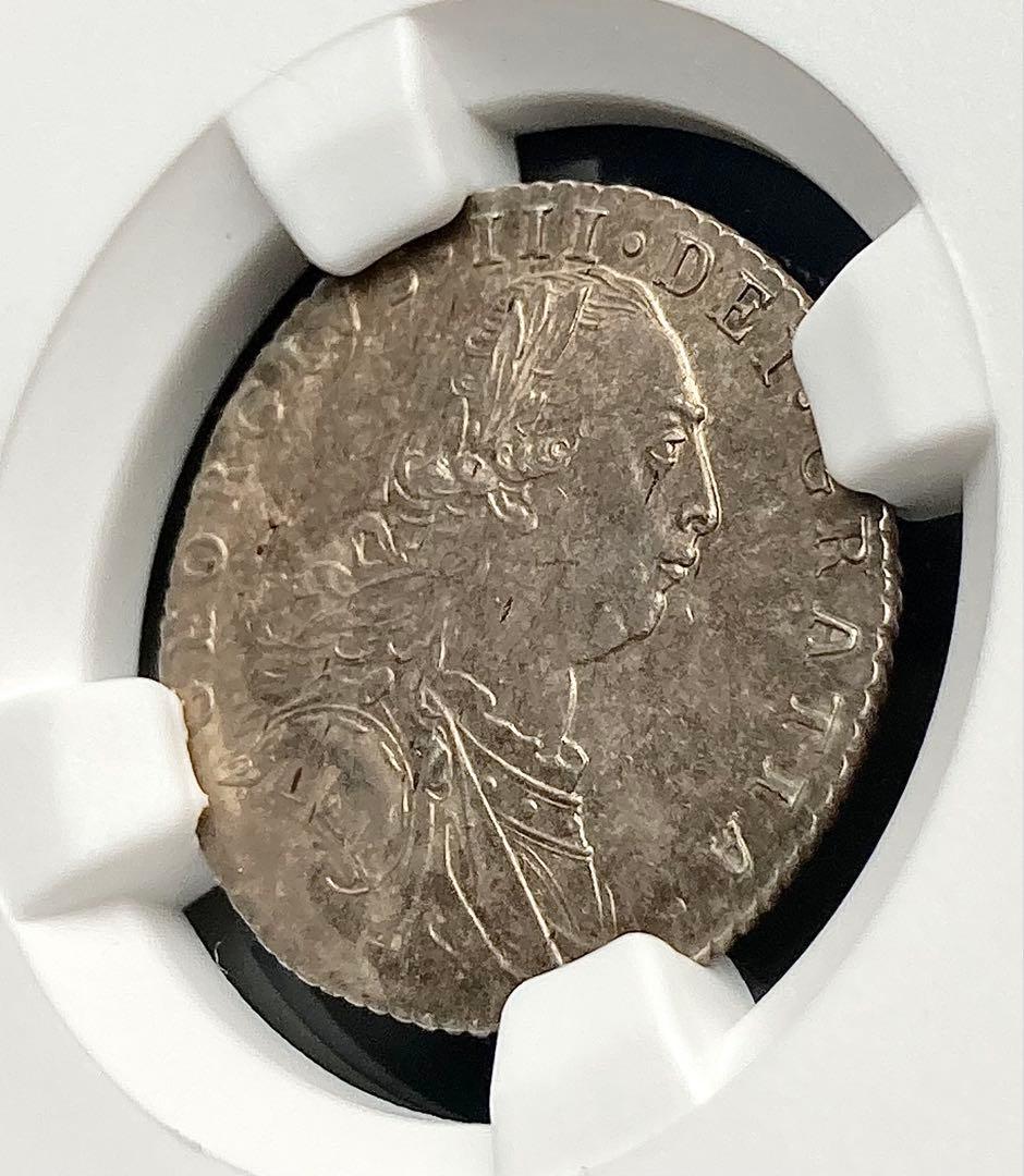【NGC MS62】1787年 イギリス ジョージ3世 6ペンス 銀貨 単年発行