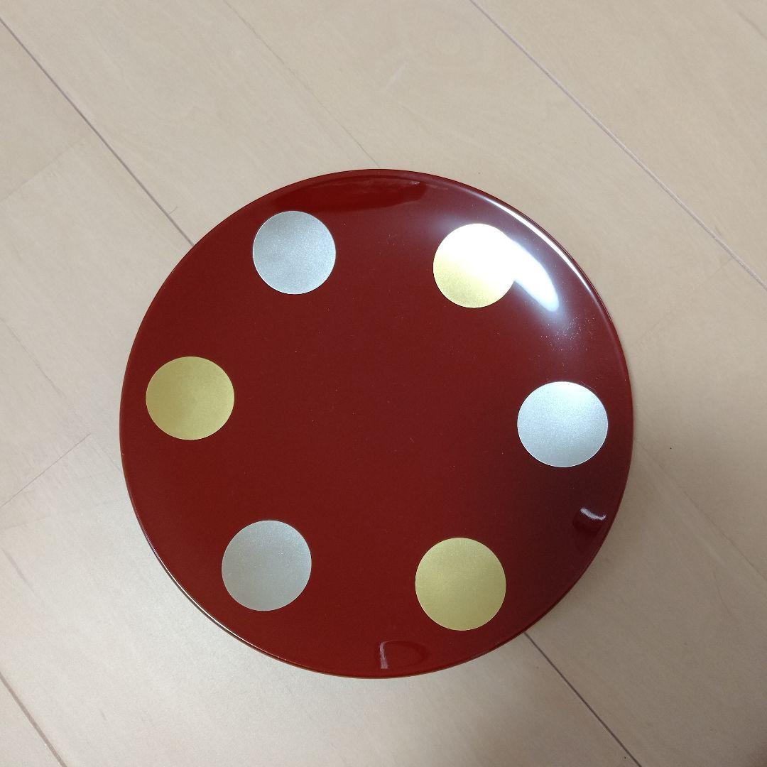 赤黒ドット柄漆器盆2枚セット 山田平安堂