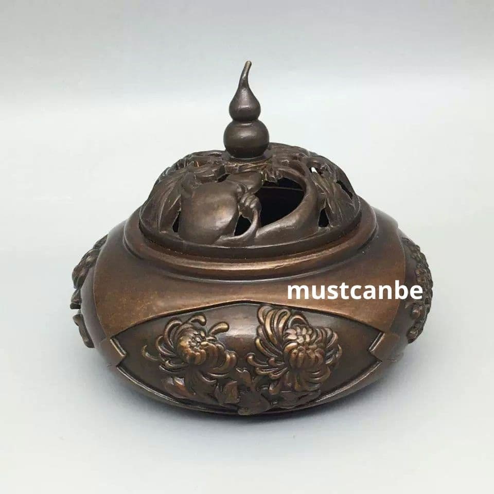 銅製 瓢簞香炉 香薫炉 室内檀香炉 茶道具 香道具 工芸品 置物