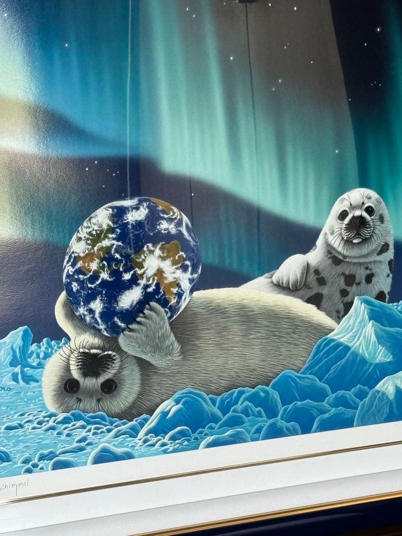 シムシメール『永遠のやすらぎ』シルクスクリーン直筆サイン有特大人気作家！アザラシ