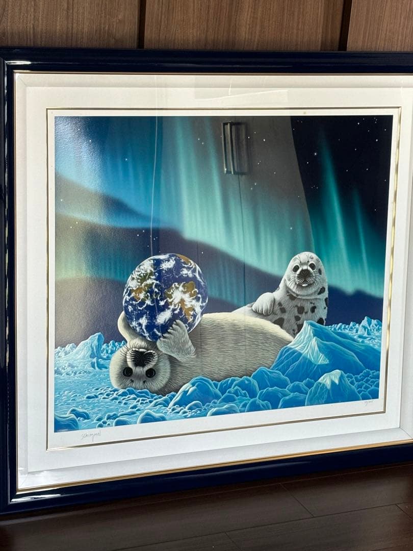 シムシメール『永遠のやすらぎ』シルクスクリーン直筆サイン有特大人気作家！アザラシ