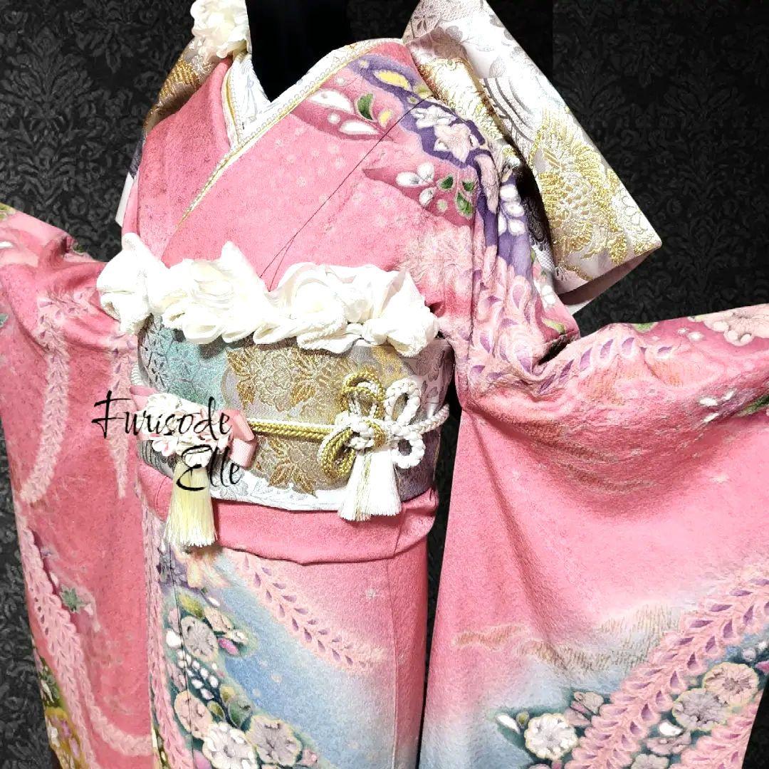 振袖フルセット(8点)・辻ヶ花・花絞り・金通し・高級手縫い・逸品